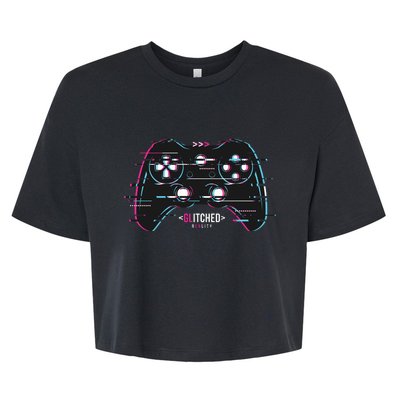 Glitchy Gamepad Gamer Bella+Canvas Jersey Crop Tee