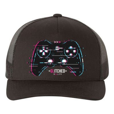 Glitchy Gamepad Gamer Yupoong Adult 5-Panel Trucker Hat