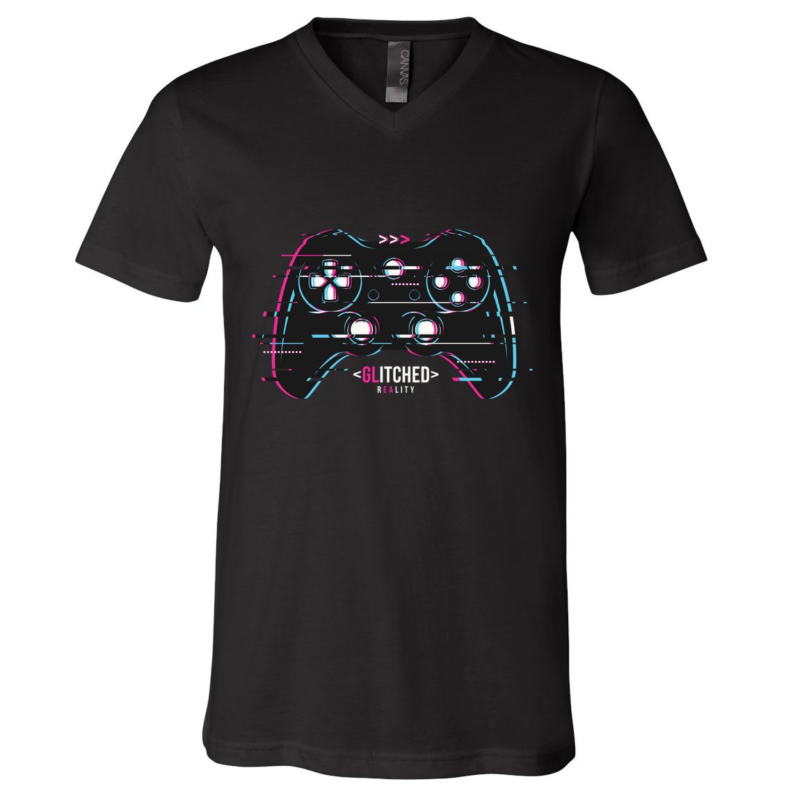 Glitchy Gamepad Gamer V-Neck T-Shirt