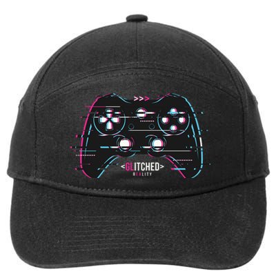 Glitchy Gamepad Gamer 7-Panel Snapback Hat