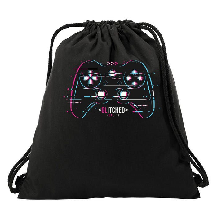 Glitchy Gamepad Gamer Drawstring Bag