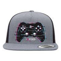 Glitchy Gamepad Gamer Flat Bill Trucker Hat