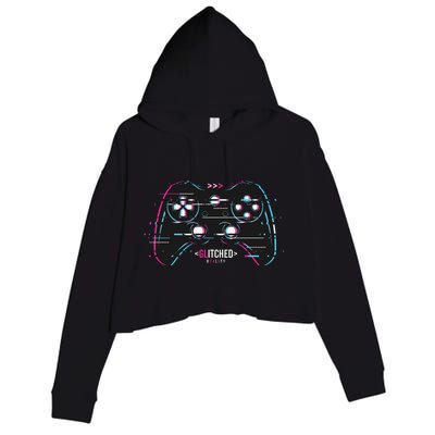 Glitchy Gamepad Gamer Crop Fleece Hoodie