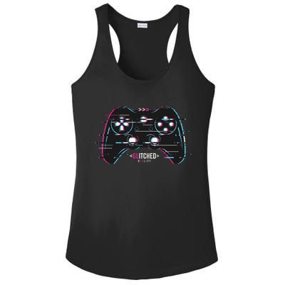 Glitchy Gamepad Gamer Ladies PosiCharge Competitor Racerback Tank