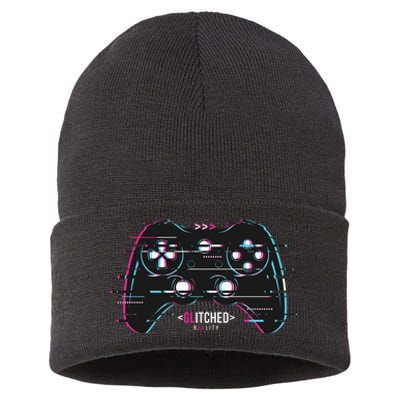 Glitchy Gamepad Gamer Sustainable Knit Beanie