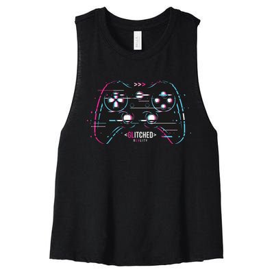 Glitchy Gamepad Gamer Women's Racerback Cropped Tank