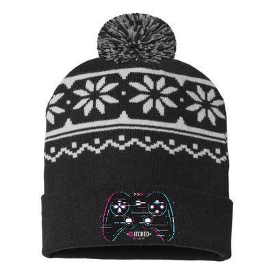 Glitchy Gamepad Gamer USA-Made Snowflake Beanie