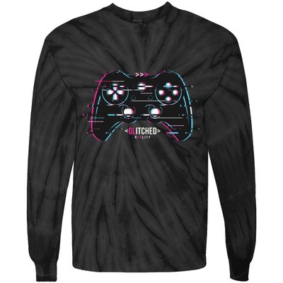 Glitchy Gamepad Gamer Tie-Dye Long Sleeve Shirt