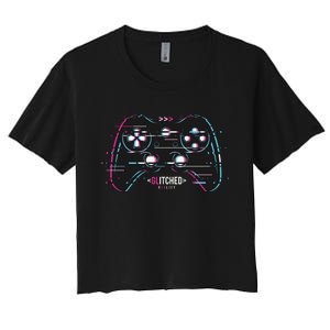 Glitchy Gamepad Gamer Women's Crop Top Tee