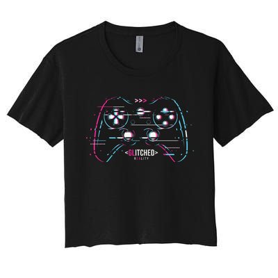 Glitchy Gamepad Gamer Women's Crop Top Tee