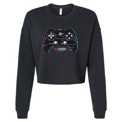 Glitchy Gamepad Gamer Cropped Pullover Crew