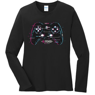 Glitchy Gamepad Gamer Ladies Long Sleeve Shirt