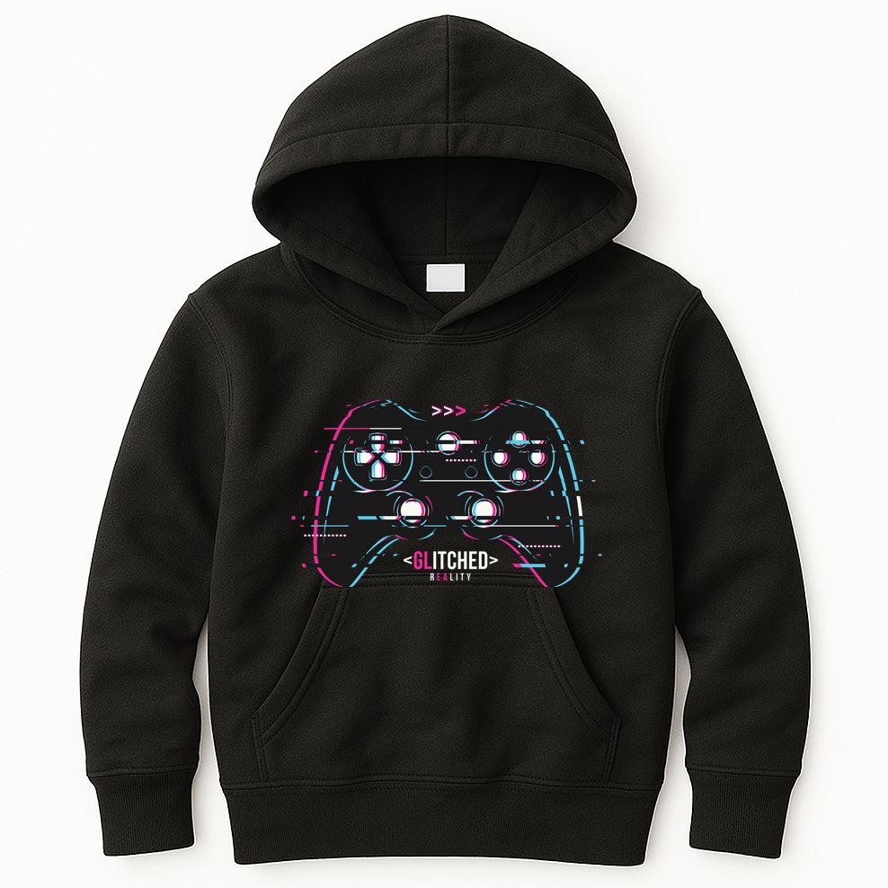 Glitchy Gamepad Gamer Kids Hoodie
