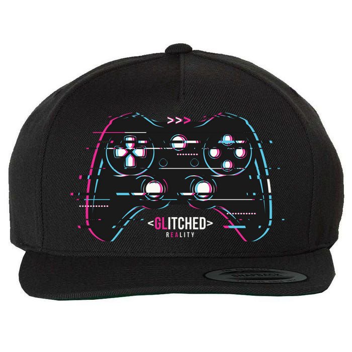 Glitchy Gamepad Gamer Wool Snapback Cap