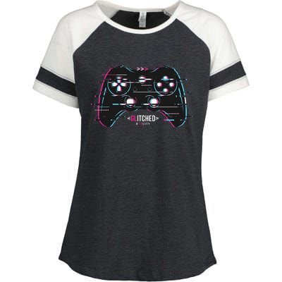 Glitchy Gamepad Gamer Enza Ladies Jersey Colorblock Tee