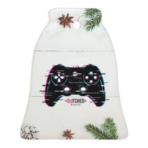 Glitchy Gamepad Gamer Ceramic Bell Ornament