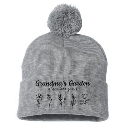 GrandmaS Garden Pom Pom 12in Knit Beanie