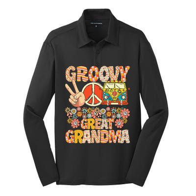 Groovy Great Grandma Matching Family mother's day Silk Touch Performance Long Sleeve Polo