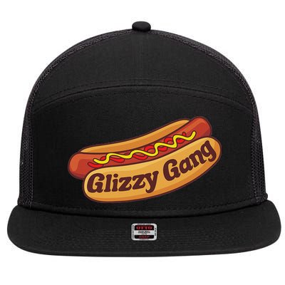 Glizzy Gang Gladiator Gobbler Funny Hot Dog 7 Panel Mesh Trucker Snapback Hat