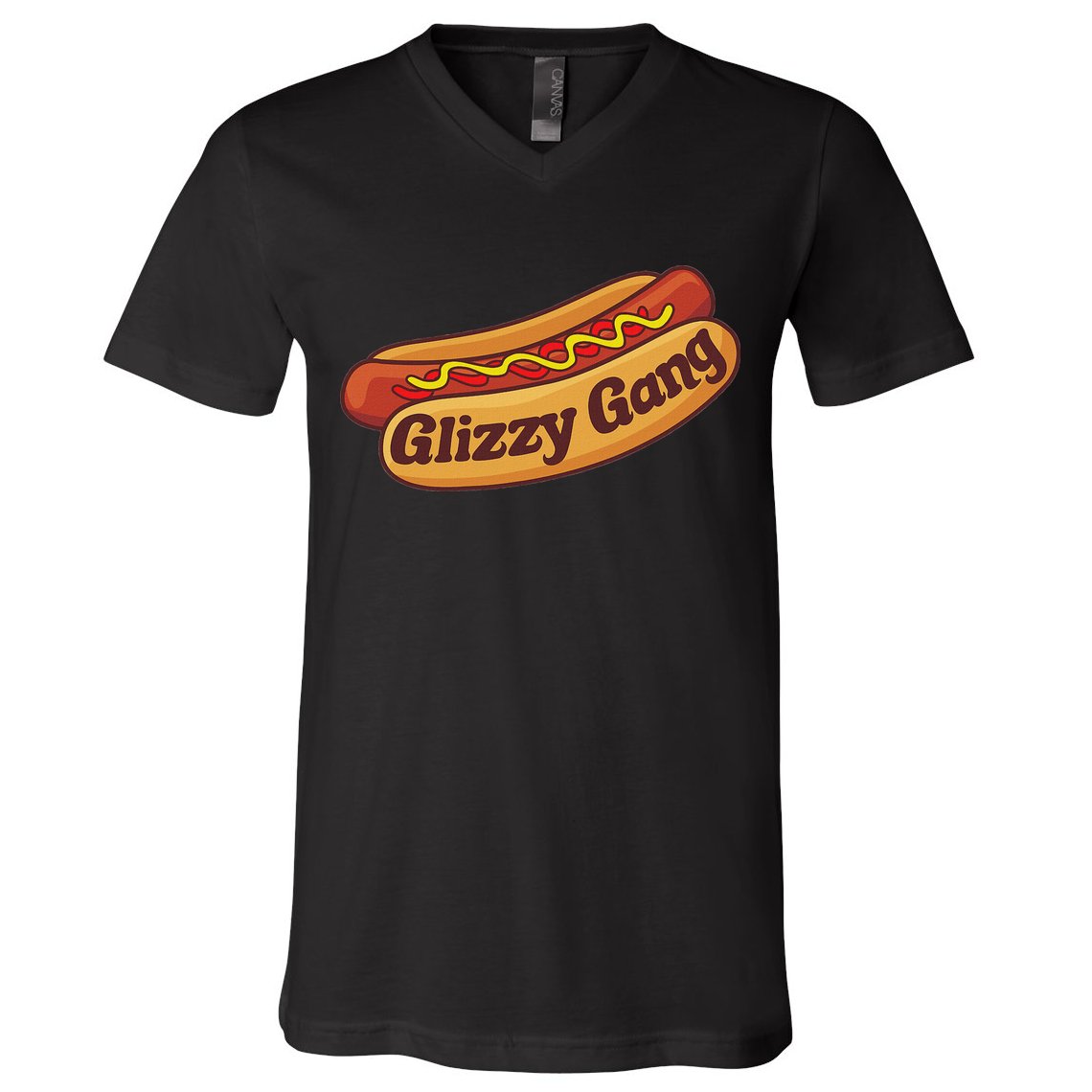 Glizzy Gang Gladiator Gobbler Funny Hot Dog V-Neck T-Shirt