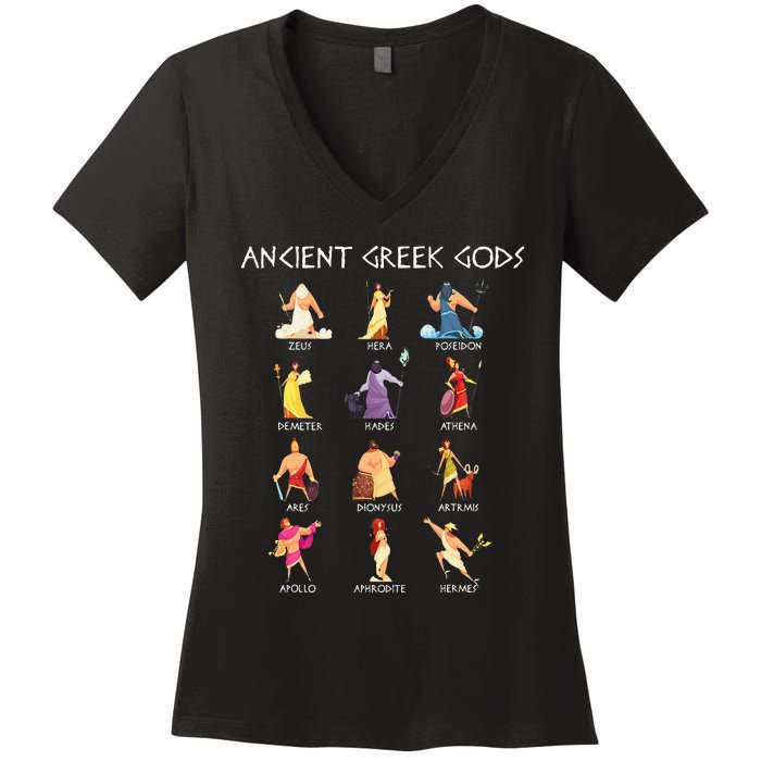 Greek Gods Greek Mythology Ancient Legends Women's V-Neck T-Shirt