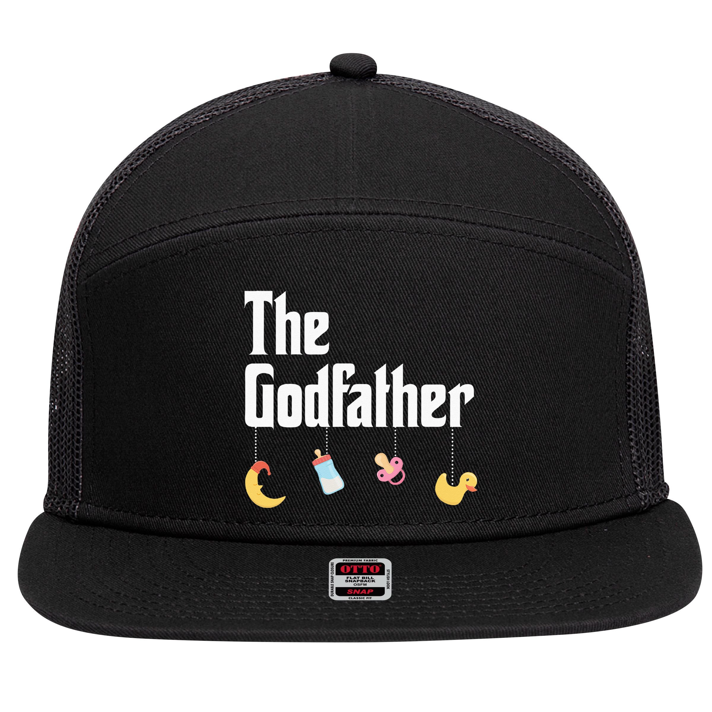 Godfather Godson Goddaughter Godchild Godparent 7 Panel Mesh Trucker Snapback Hat