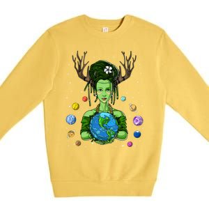 Gaia Greek Goddess Mother Earth Day Hippie Environt Witch Gift Premium Crewneck Sweatshirt