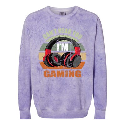 Gamer Gift Headset Funny Can't Hear You I'm Gaming Gift Great Gift Colorblast Crewneck Sweatshirt