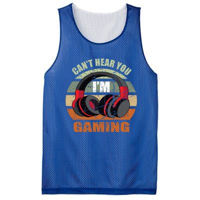 Gamer Gift Headset Funny Can't Hear You I'm Gaming Gift Great Gift Mesh Reversible Basketball Jersey Tank