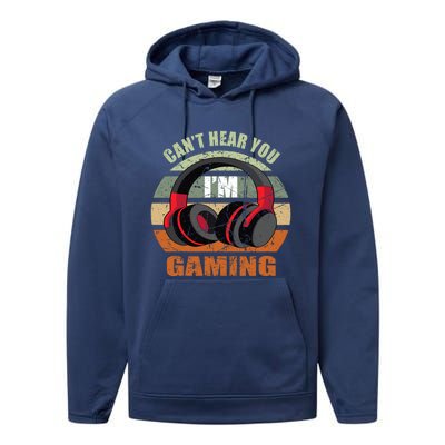 Gamer Gift Headset Funny Can't Hear You I'm Gaming Gift Great Gift Performance Fleece Hoodie