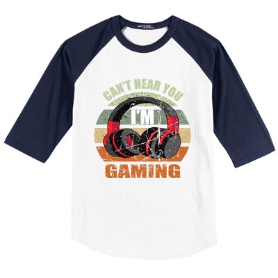 Gamer Gift Headset Funny Can't Hear You I'm Gaming Gift Great Gift Baseball Sleeve Shirt