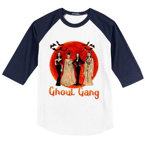 Ghoul Gang Horror Goth Queens Halloween Bride Funny Retro Baseball Sleeve Shirt