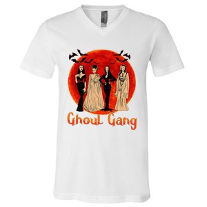 Ghoul Gang Horror Goth Queens Halloween Bride Funny Retro V-Neck T-Shirt