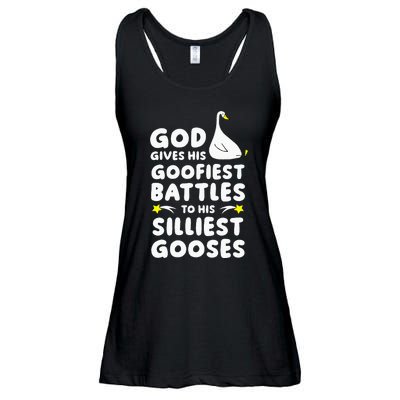 God Gives His Goofiest Battles To His Silliest Gooses Ladies Essential Flowy Tank