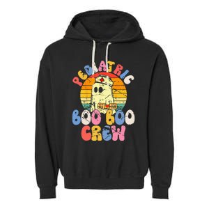 Groovy Ghost Halloween Pediatric RN Nurse Boo Boo Crew Garment-Dyed Fleece Hoodie