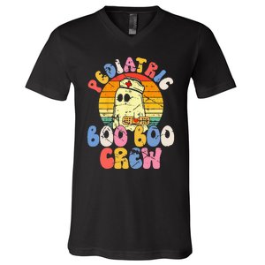 Groovy Ghost Halloween Pediatric RN Nurse Boo Boo Crew V-Neck T-Shirt