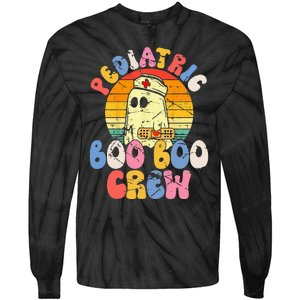 Groovy Ghost Halloween Pediatric RN Nurse Boo Boo Crew Tie-Dye Long Sleeve Shirt