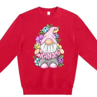 Gnome Grandma Happy Easter Day Art Flower For Mom Gnomies Premium Crewneck Sweatshirt