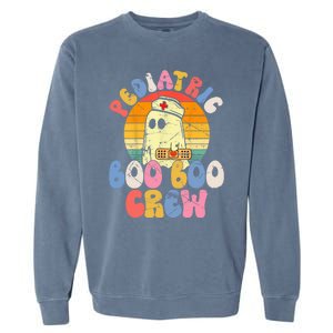 Groovy Ghost Halloween Pediatric Rn Nurse Boo Boo Crew Gift Garment-Dyed Sweatshirt