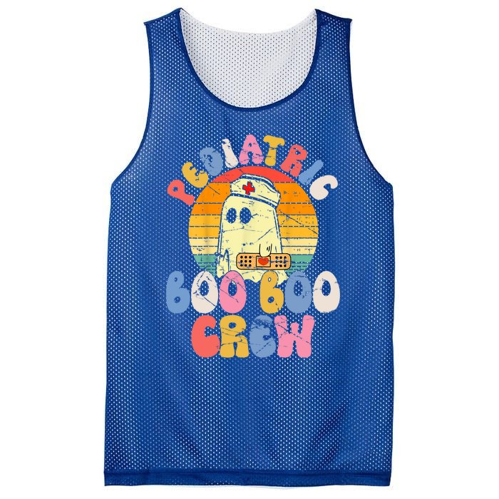 Groovy Ghost Halloween Pediatric Rn Nurse Boo Boo Crew Gift Mesh Reversible Basketball Jersey Tank