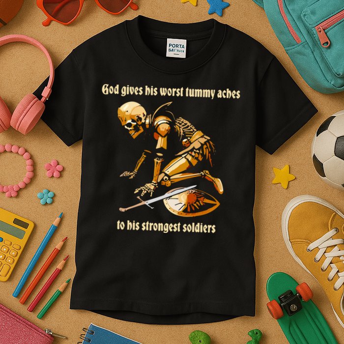 God Gives His Worst Tummy Aches To His Strongest Soldiers Kids T-Shirt