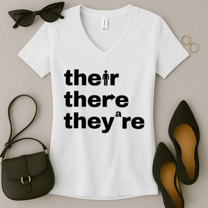 Grammar Geek Hilarious English Classroom Humor Women's V-Neck T-Shirt
