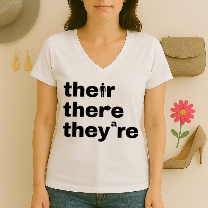 Grammar Geek Hilarious English Classroom Humor Women's V-Neck T-Shirt