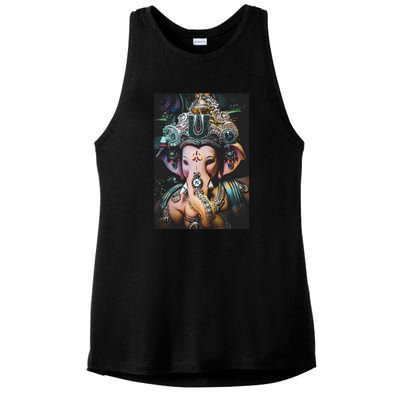 Ganesha Ganapati Hindu Yoga Meditation Gift Ladies PosiCharge Tri-Blend Wicking Tank