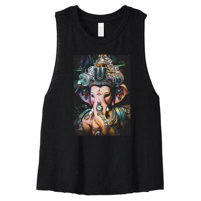 Ganesha Ganapati Hindu Yoga Meditation Gift Women's Racerback Cropped Tank