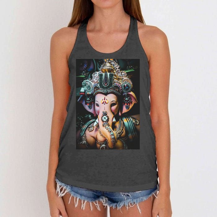 Ganesha Ganapati Hindu Yoga Meditation Gift Women's Knotted Racerback Tank