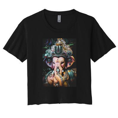 Ganesha Ganapati Hindu Yoga Meditation Gift Women's Crop Top Tee