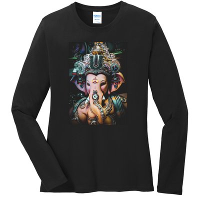 Ganesha Ganapati Hindu Yoga Meditation Gift Ladies Long Sleeve Shirt