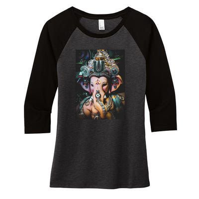 Ganesha Ganapati Hindu Yoga Meditation Gift Women's Tri-Blend 3/4-Sleeve Raglan Shirt