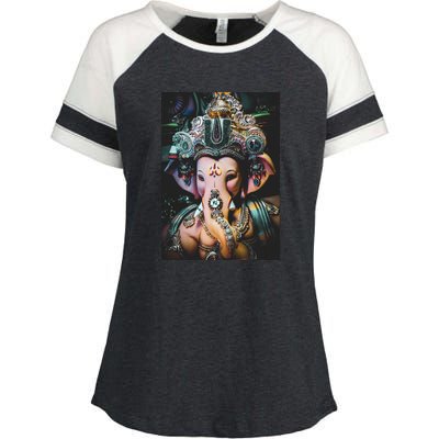 Ganesha Ganapati Hindu Yoga Meditation Gift Enza Ladies Jersey Colorblock Tee